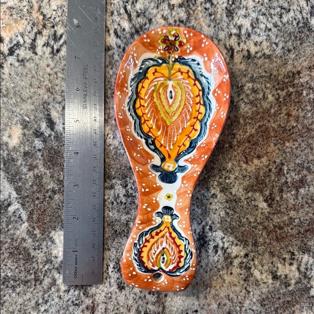 Anthropologie Orange and Yellow Spoon Rest